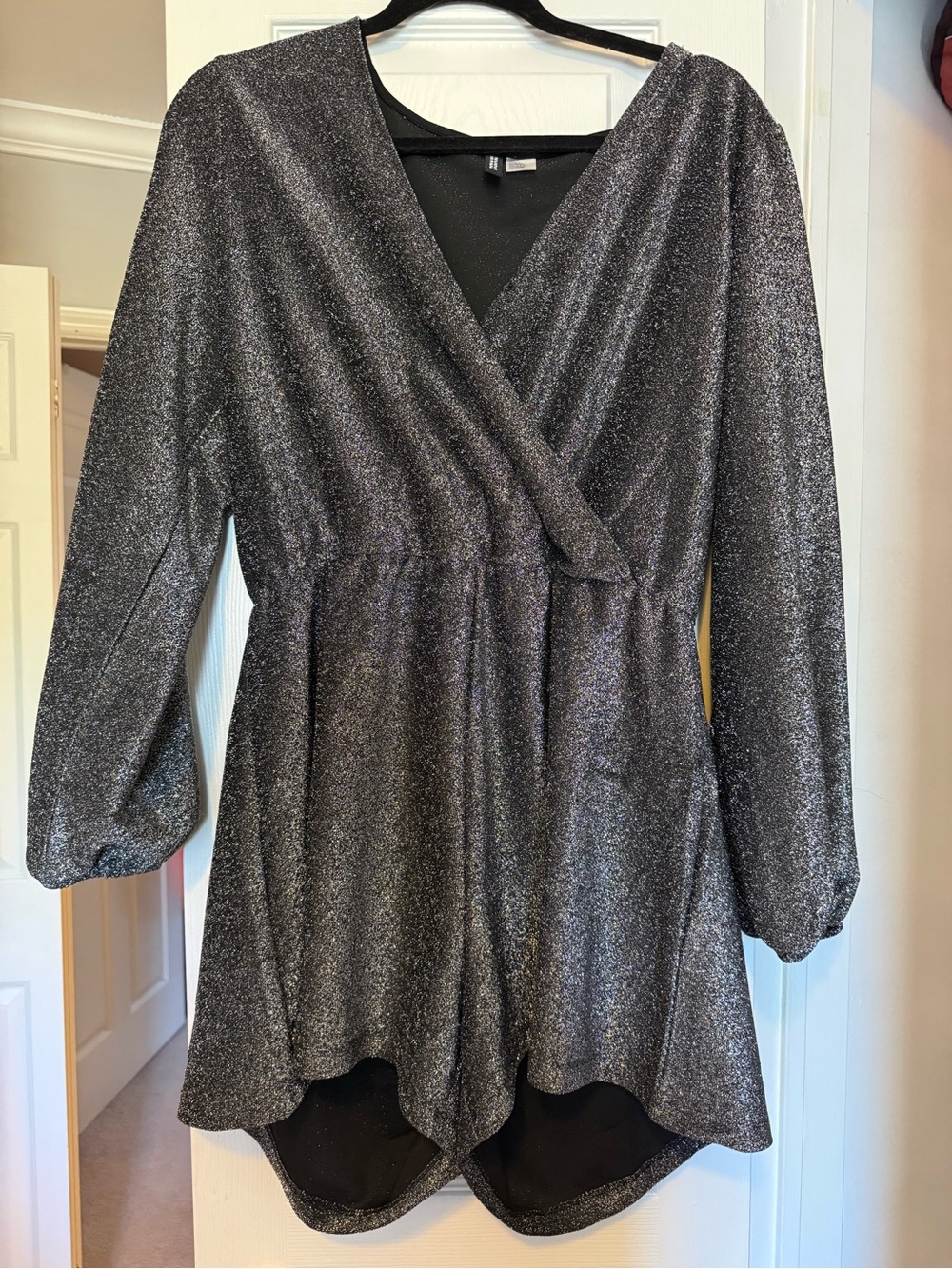 Black and Silver Metallic Wrap Romper